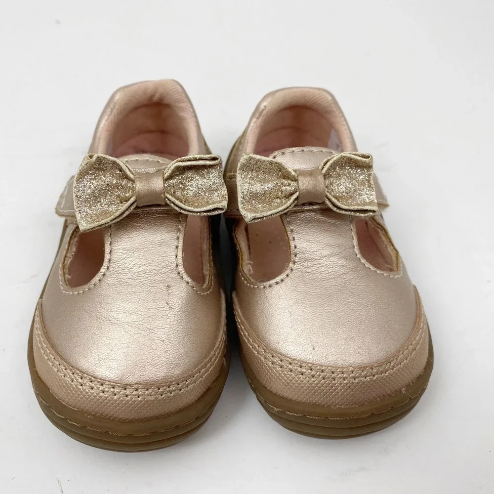 Surprize by Stride Rite Cecillia Glitter Bow Mary Jane Toddler Girls 3 Rose Gold